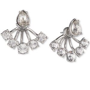 Givenchy | Silver and Crystal Fan jacket Earrings clear crystal silver earrings